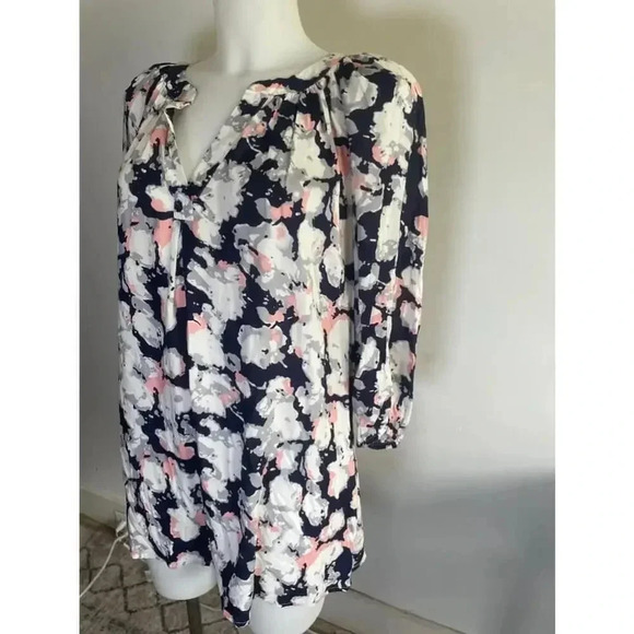 Women's Saint Tropez West Blue and Pink Floral 3/4 Sleeve Blouse Size 1X NWT 068 - Picture 2 of 11
